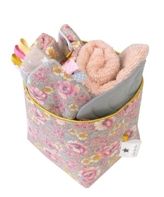 Corbeille de bébé Liberty rose poudré