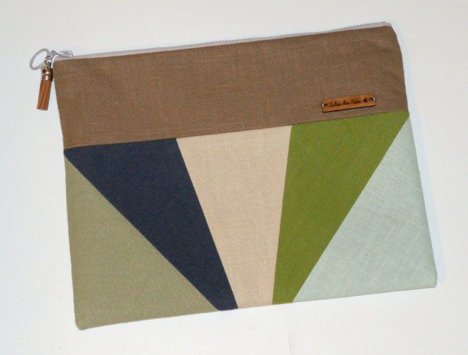 Pochette en lin géométrique
