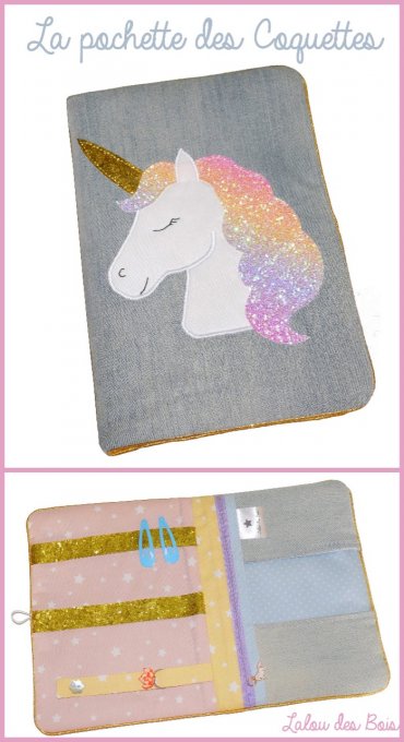 Pochette des coquettes Licorne corail